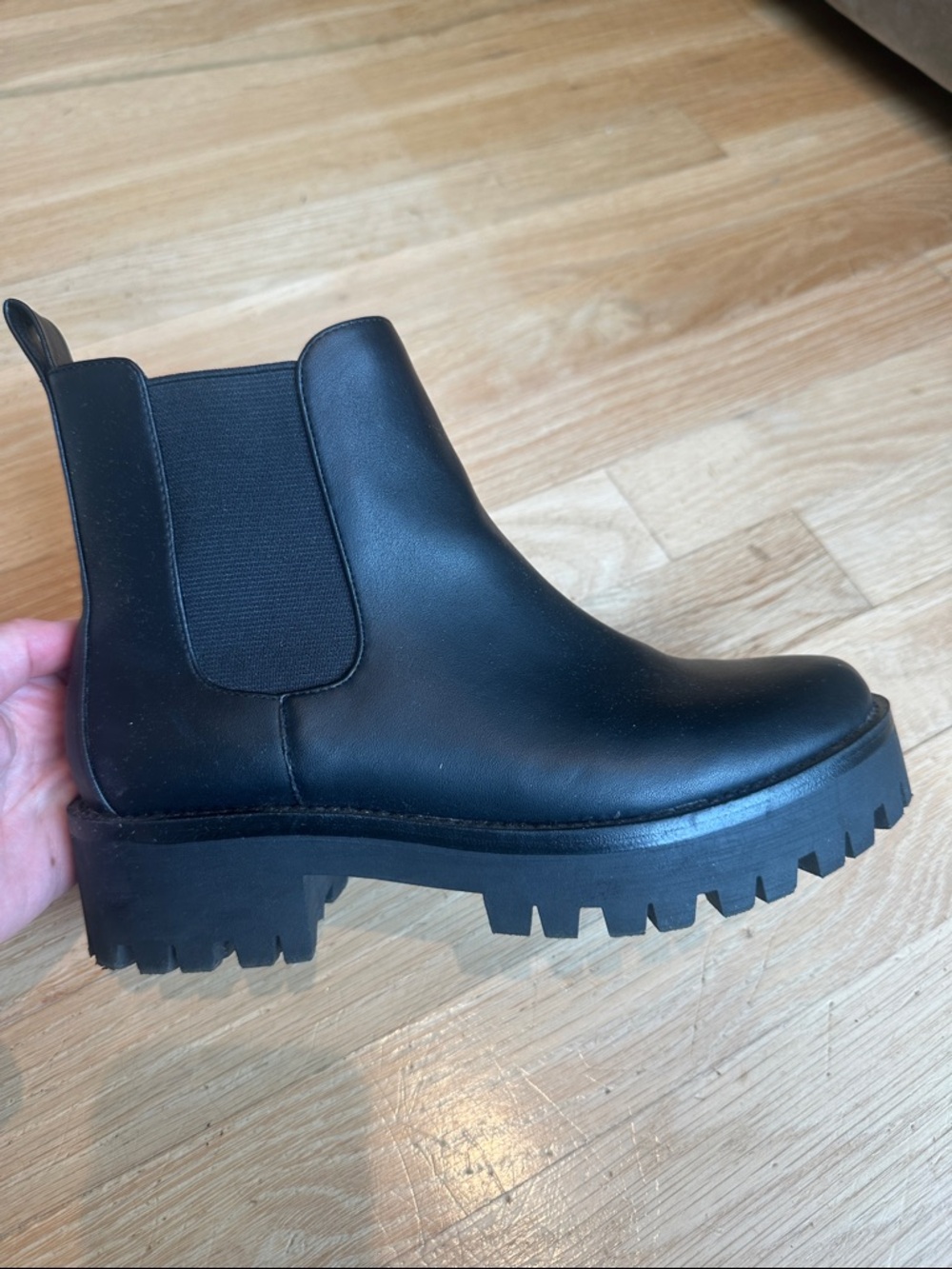 Black Chelsea Lug Sole Boot - Women